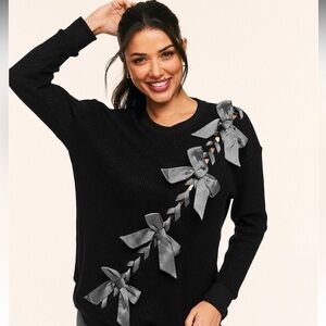 Victoria’s Secret ADORE ME JANINE SATIN BOWS SWEATER SMALL